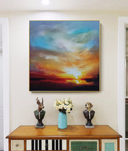 Load image into Gallery viewer, Sky Abstract Painting Ocean Sunset Painting on Canvas Landscape Painting Op016