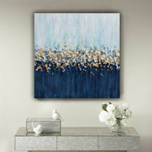 Load image into Gallery viewer, Gold Silver Leaf Painting Navy Blue Textured Painting on Canvas Kp060