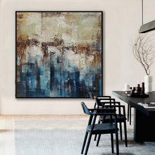 Load image into Gallery viewer, Blue Brown Gray Abstract Painting Oversized Living Room Painting Ap096