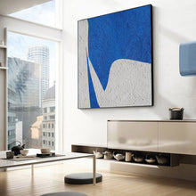 Load image into Gallery viewer, White And Blue Abstract Painting Minimal Art Office Decor Op047