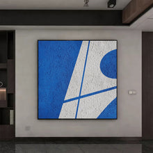 Load image into Gallery viewer, Blue Geometric Art Minimalist Painting White and Blue Op045