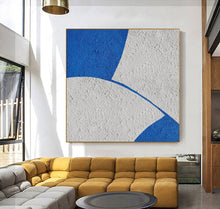 Load image into Gallery viewer, White And Blue Abstract Painting Minimal Painting Office Decor Op048