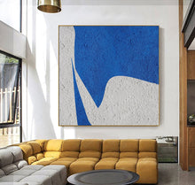 Load image into Gallery viewer, White And Blue Abstract Painting Minimal Art Office Decor Op047