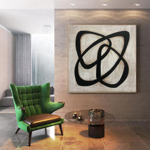 Load image into Gallery viewer, Black And White Abstract Painting Original Artwork Living Room Decor Kp042