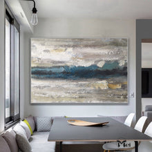 Load image into Gallery viewer, Beige and Blue Abstract Painting Heavy Texture Painting Living Room Kp023