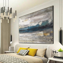 Load image into Gallery viewer, Beige and Blue Abstract Painting Heavy Texture Painting Living Room Kp023