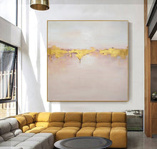 Load image into Gallery viewer, Pink and Gold Painting on Canvas Sunset Coastal Wall Art Office Decor Op059