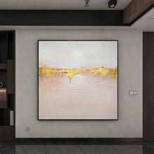 Load image into Gallery viewer, Pink and Gold Painting on Canvas Sunset Coastal Wall Art Office Decor Op059