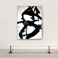 Load image into Gallery viewer, Black and White Abstract Canvas Art Minimalist Painting Op019