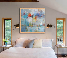 Load image into Gallery viewer, Blue and Grey Wall Art Heavy Texture Original Abstract Painting Kp002