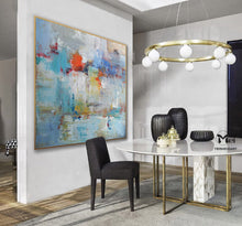 Load image into Gallery viewer, Blue and Grey Wall Art Heavy Texture Original Abstract Painting Kp002