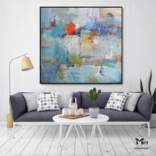 Load image into Gallery viewer, Blue and Grey Wall Art Heavy Texture Original Abstract Painting Kp002