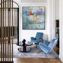 Load image into Gallery viewer, Blue and Grey Wall Art Heavy Texture Original Abstract Painting Kp002