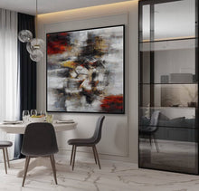 Load image into Gallery viewer, White Gray Red Abstract Painting on Canvas Large Piece of Art Ap094