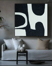 Load image into Gallery viewer, Black and White Minimalist Painting Textured Painting Kp070