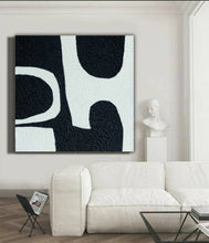 Load image into Gallery viewer, Black and White Minimalist Painting Textured Painting Kp070