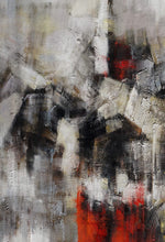 Load image into Gallery viewer, White Gray Red Texture Abstract Painting on Canvas Ap086