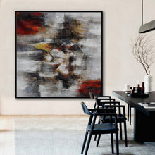 Load image into Gallery viewer, White Gray Red Abstract Painting on Canvas Large Piece of Art Ap094