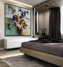 Load image into Gallery viewer, Green Gray White Abstract Artwork Oversize Texture Oil Painting Ap091