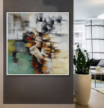 Load image into Gallery viewer, Green Gray White Abstract Artwork Oversize Texture Oil Painting Ap091