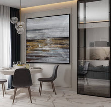 Load image into Gallery viewer, Gray Whhite Yellow Gold Abstract Painting Minimalist Abstract Oversize Ap084