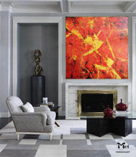 Load image into Gallery viewer, Red Painting On Canvas Contemporary Art Yellow Art For Home Decor Kp003