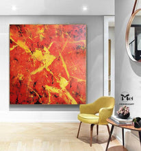Load image into Gallery viewer, Red Painting On Canvas Contemporary Art Yellow Art For Home Decor Kp003