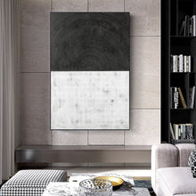 Load image into Gallery viewer, Original Black and White Minimalist Wall Art Abstract Canvas Painting for Wall Gp040