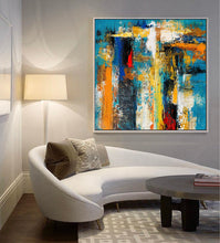 Load image into Gallery viewer, Blue Yellow Palette Knife Canvas Painting Modern Pop Art Canvas Large Gp080