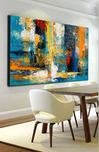 Load image into Gallery viewer, Blue Yellow Palette Knife Canvas Painting Modern Pop Art Canvas Large Gp080