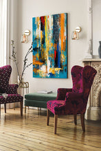 Load image into Gallery viewer, Blue Yellow Palette Knife Canvas Painting Modern Pop Art Canvas Large Gp080