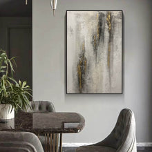 Load image into Gallery viewer, Gray White Gold Abstract Painting Contemporary Wall Art Op092