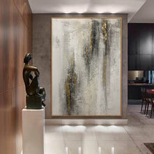 Load image into Gallery viewer, Gray White Gold Abstract Painting Contemporary Wall Art Op092