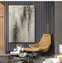 Load image into Gallery viewer, Gray White Gold Abstract Painting Contemporary Wall Art Op092