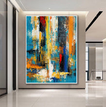Load image into Gallery viewer, Blue Yellow Palette Knife Canvas Painting Modern Pop Art Canvas Large Gp080
