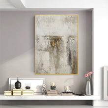 Load image into Gallery viewer, Gray White Gold Abstract Acrylic Painting on Canvas Textured Wall Art Op093