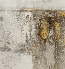 Load image into Gallery viewer, Gray White Gold Abstract Acrylic Painting on Canvas Textured Wall Art Op093