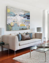 Load image into Gallery viewer, Original White Painting Blue Painting,Minimalist Abstract Canvas Art Bl008