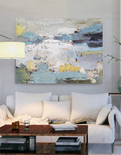 Load image into Gallery viewer, Original White Painting Blue Painting,Minimalist Abstract Canvas Art Bl008