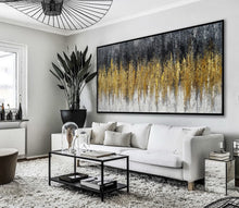 Load image into Gallery viewer, Black Gold Artwork Extra Large Panoramic Textured Abstract Painting Ap060