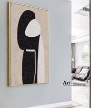 Load image into Gallery viewer, Beige Painting Blcak Painting Large Simple Canvas Painting Qp083