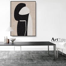 Load image into Gallery viewer, Beige Painting Blcak Painting Large Simple Canvas Painting Qp083