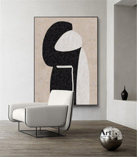 Load image into Gallery viewer, Beige Painting Blcak Painting Large Simple Canvas Painting Qp083