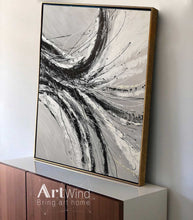 Load image into Gallery viewer, Minimalist Abstract Painting Beige Painting White Black Art Handmade Artwork Dp046