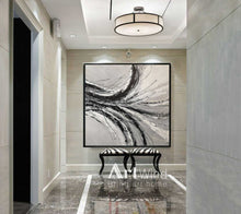 Load image into Gallery viewer, Minimalist Abstract Painting Beige Painting White Black Art Handmade Artwork Dp046