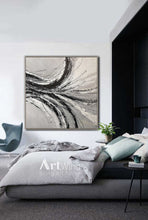Load image into Gallery viewer, Minimalist Abstract Painting Beige Painting White Black Art Handmade Artwork Dp046