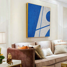 Load image into Gallery viewer, Blue Geometric Art Minimalist Painting White and Blue Op045