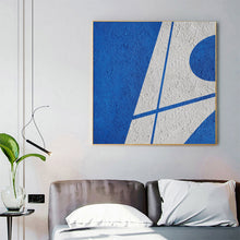 Load image into Gallery viewer, Blue Geometric Art Minimalist Painting White and Blue Op045