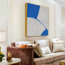 Load image into Gallery viewer, White And Blue Abstract Painting Minimal Painting Office Decor Op048