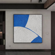 Load image into Gallery viewer, White And Blue Abstract Painting Minimal Painting Office Decor Op048